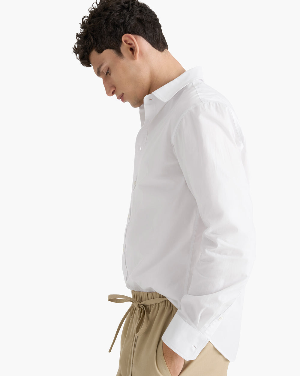 Cotton Poplin Button Down Shirt - White