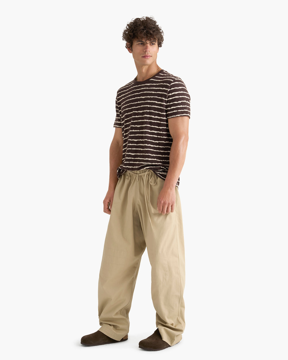 Slub Jersey Crew Neck Tee - Dark Chocolate Chalk
