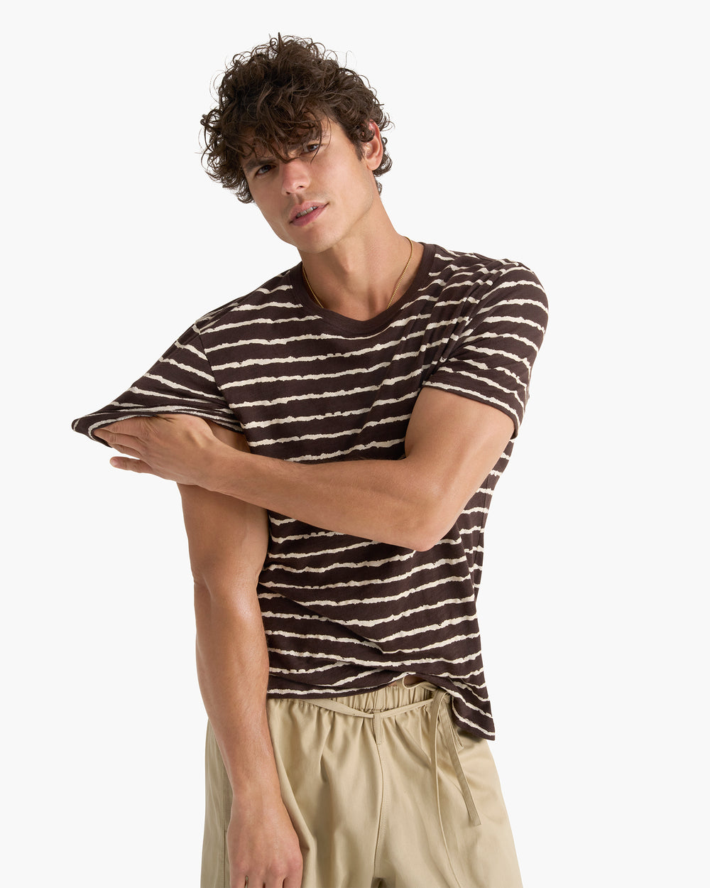 Slub Jersey Crew Neck Tee - Dark Chocolate Chalk