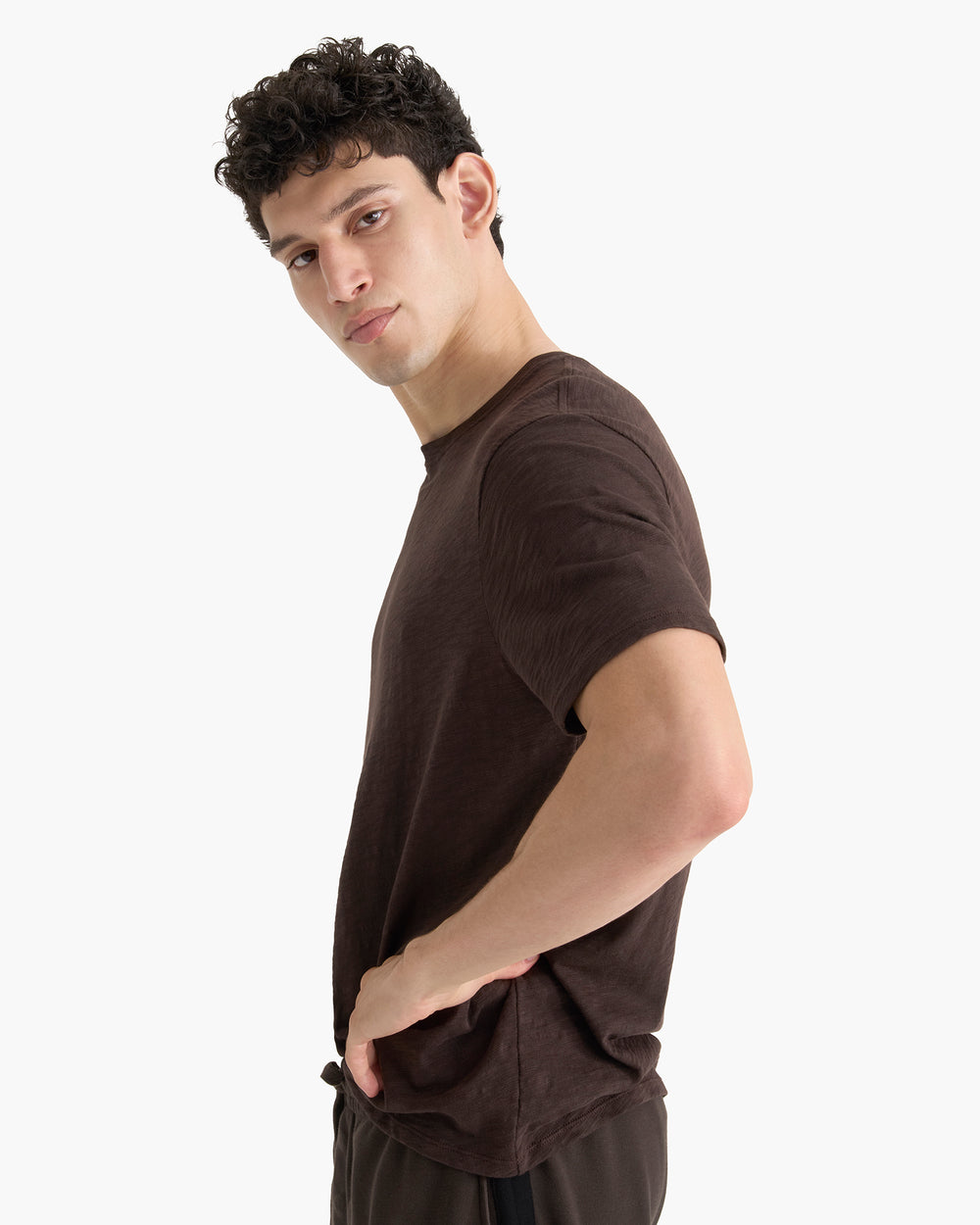 Slub Jersey Crew Neck Tee - Dark Chocolate