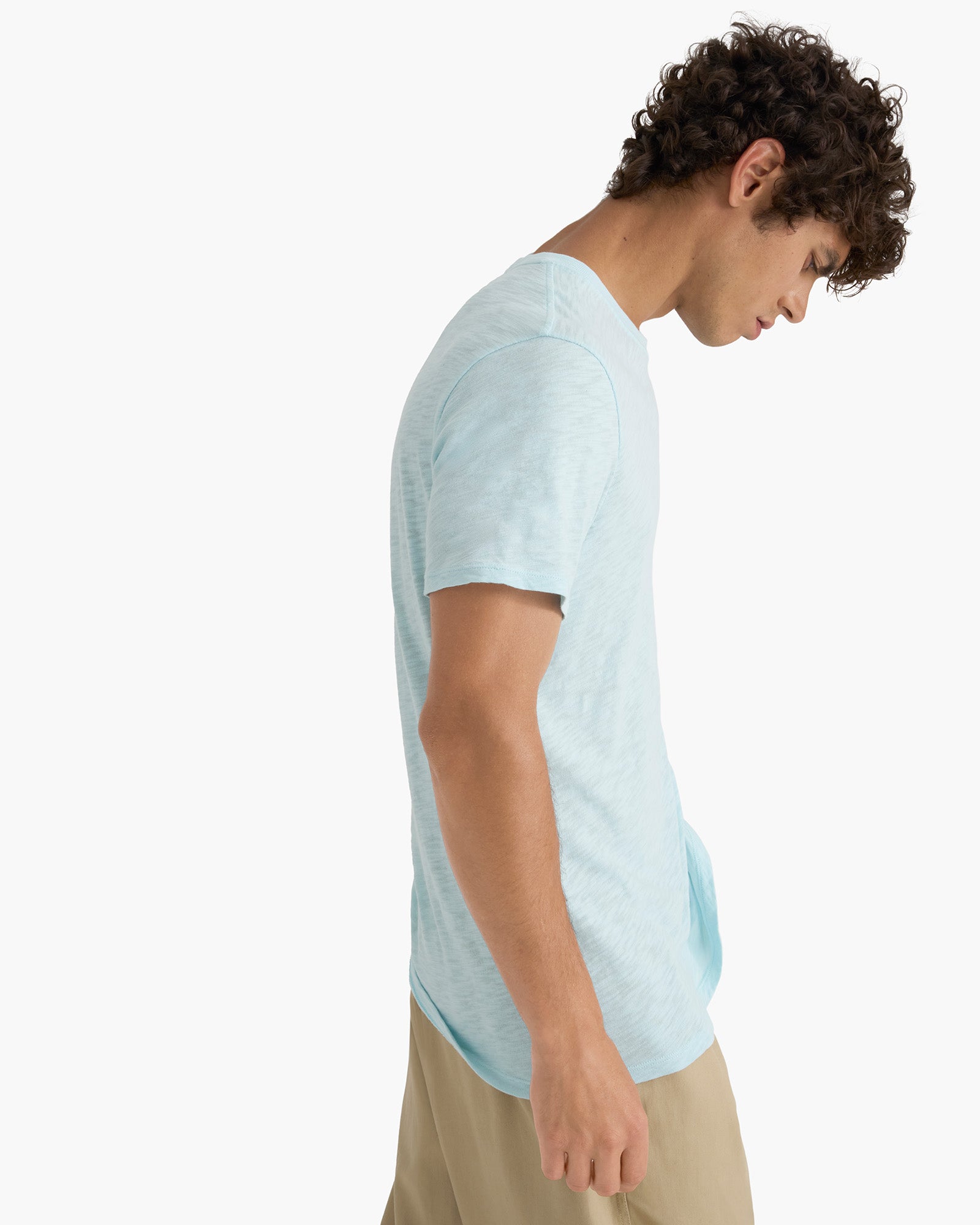 Slub Jersey Short Sleeve Crew Neck Tee - Ocean Blue