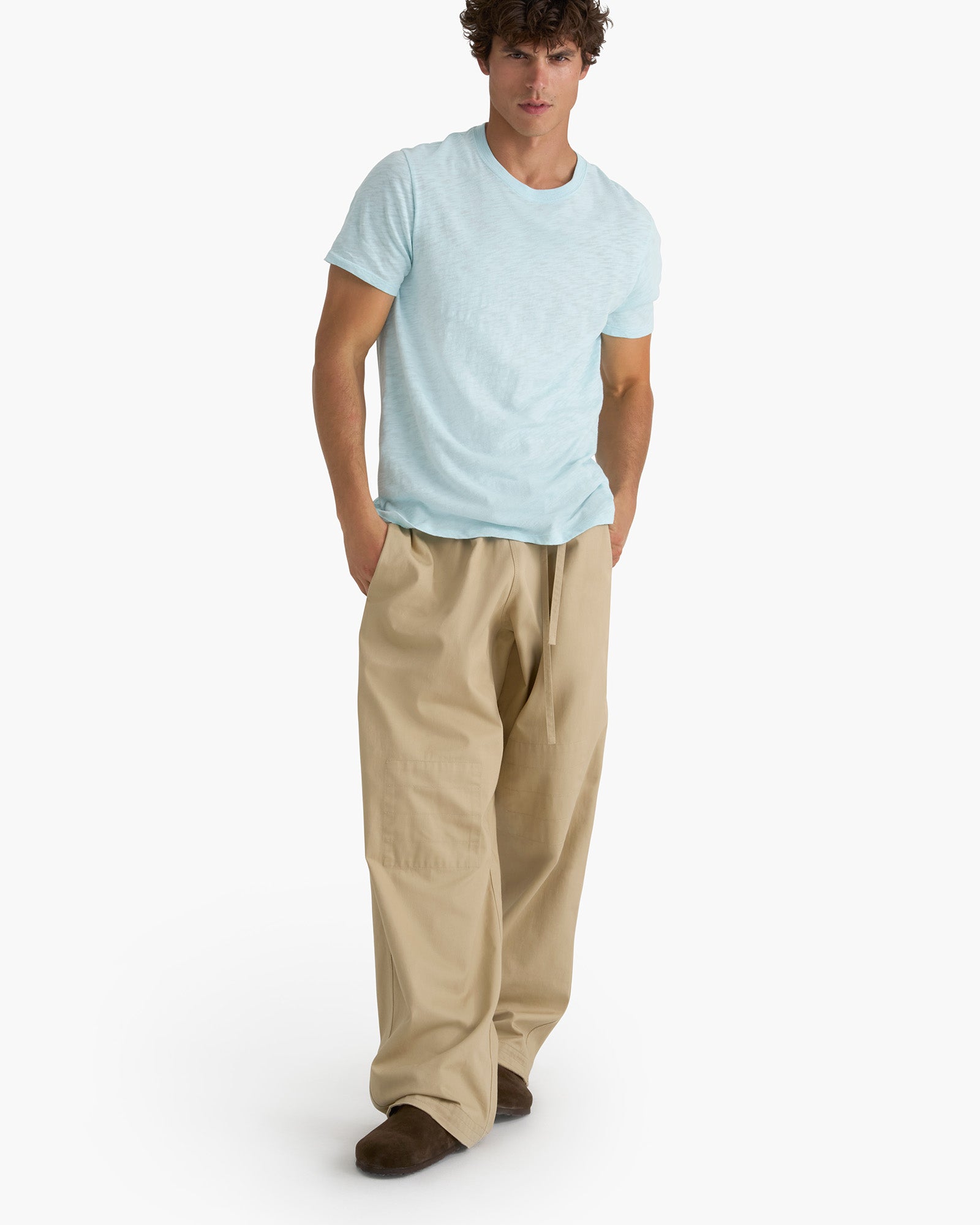 Slub Jersey Short Sleeve Crew Neck Tee - Ocean Blue