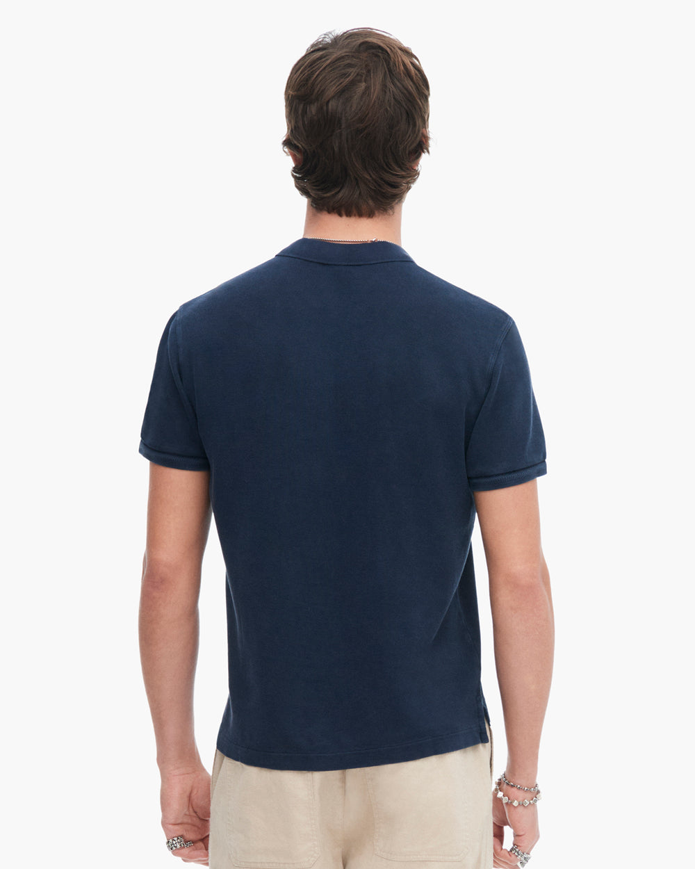 Pique with Sun Bleach Short Sleeve Polo - Dark Navy