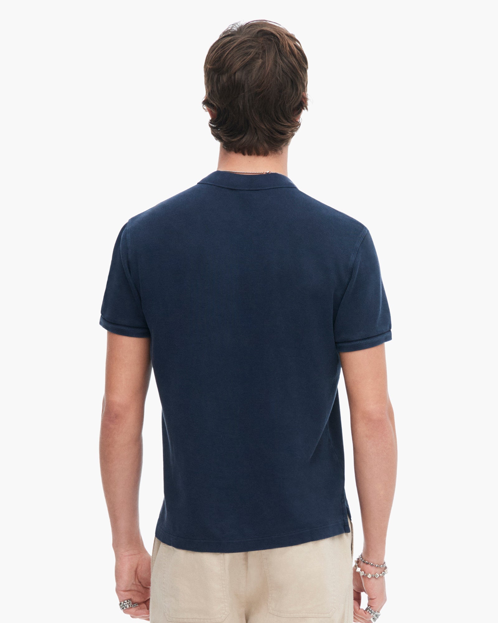 Pique with Sun Bleach Short Sleeve Polo - Dark Navy
