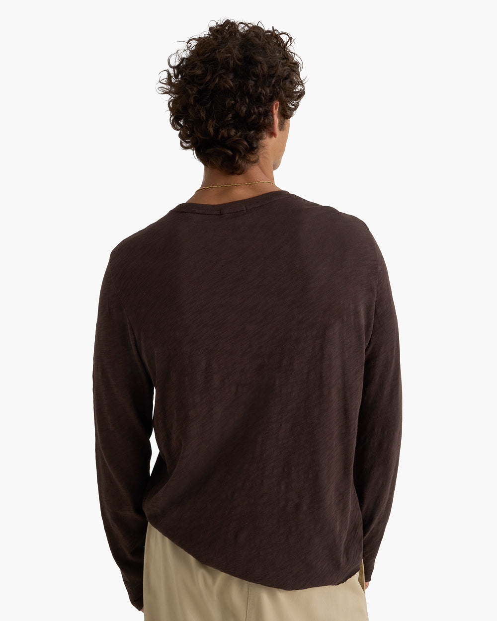 Slub Jersey Long Sleeve Destroyed Wash Tee - Dark Chocolate