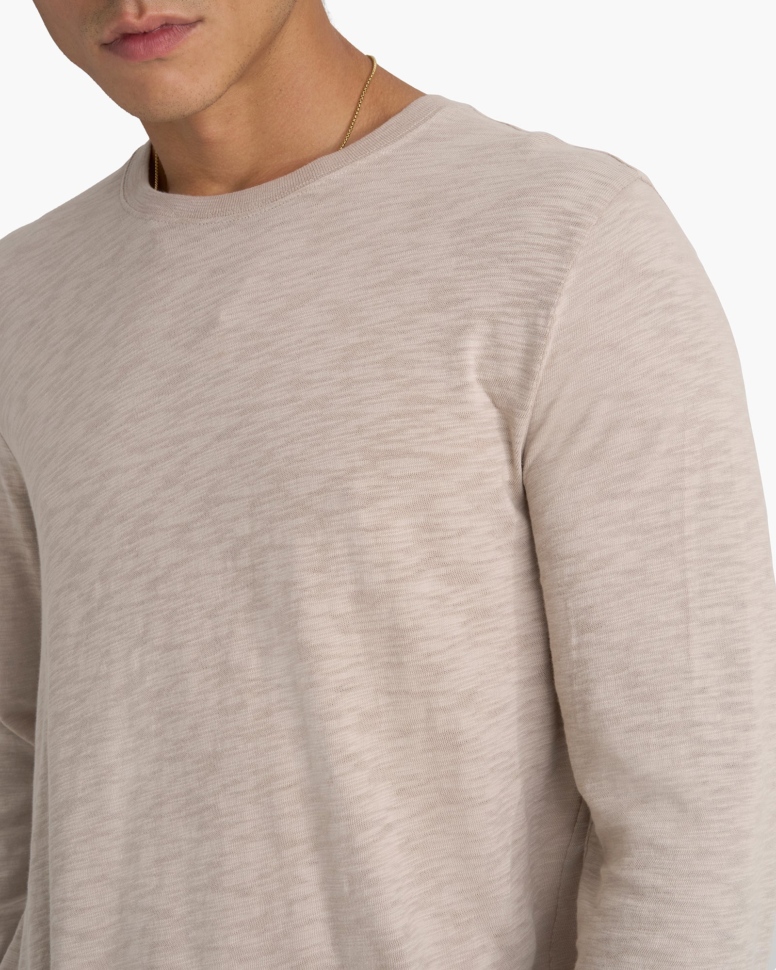 Slub Jersey Long Sleeve Destroyed Wash Tee - French Oak