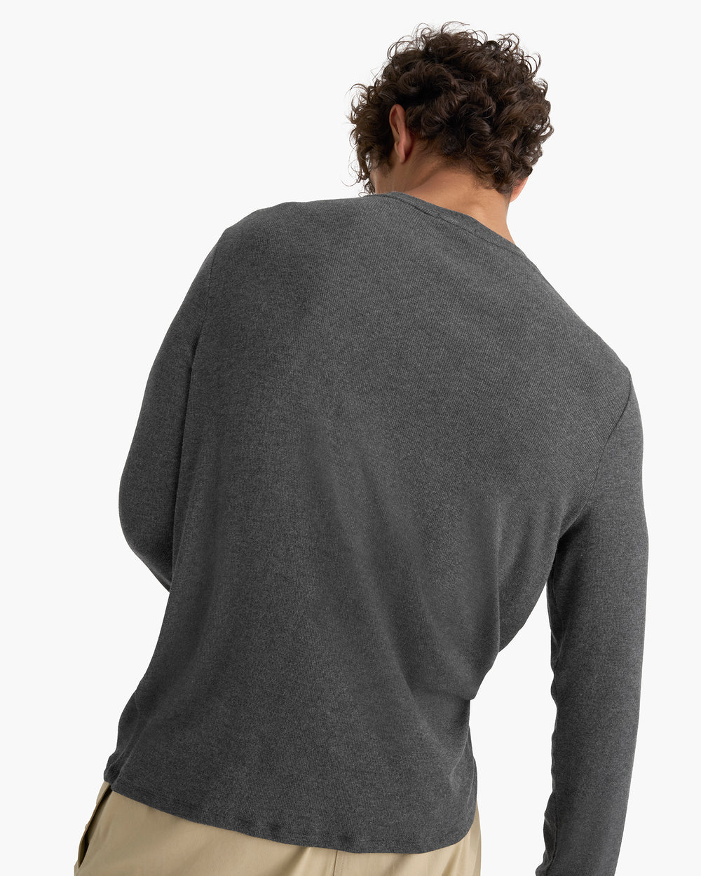 Modal Rib Long Sleeve Crew - Heather Coal