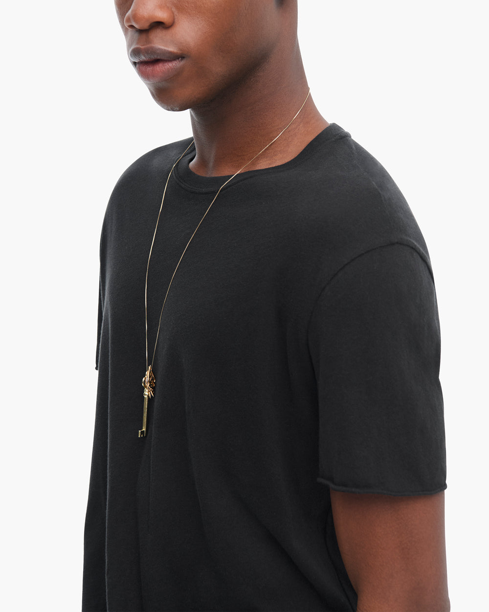 Vintage Jersey Cut Off Short Sleeve Crew Neck Tee - Black