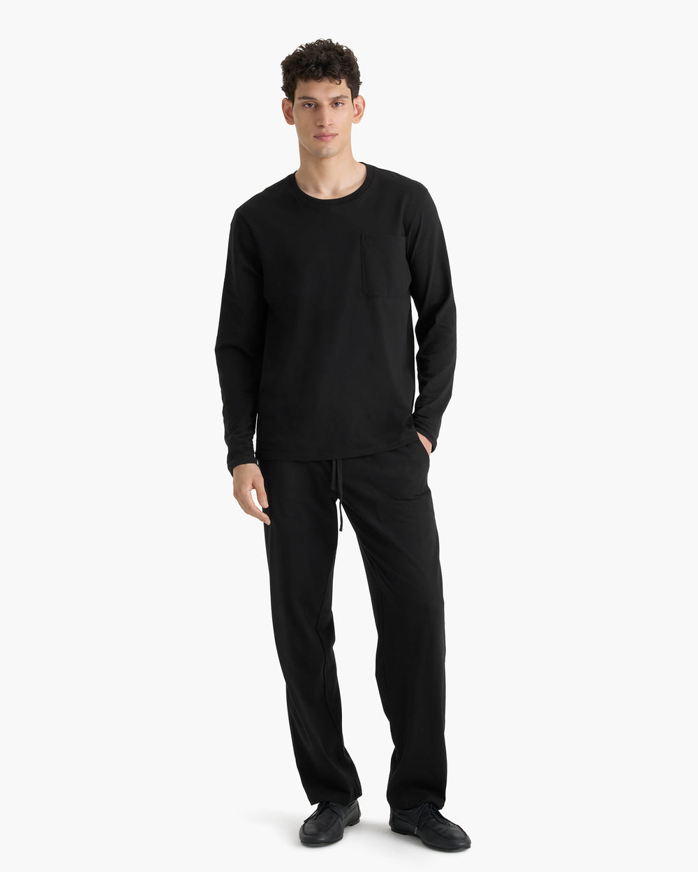 Heavyweight Jersey Long Sleeve Crew - Black