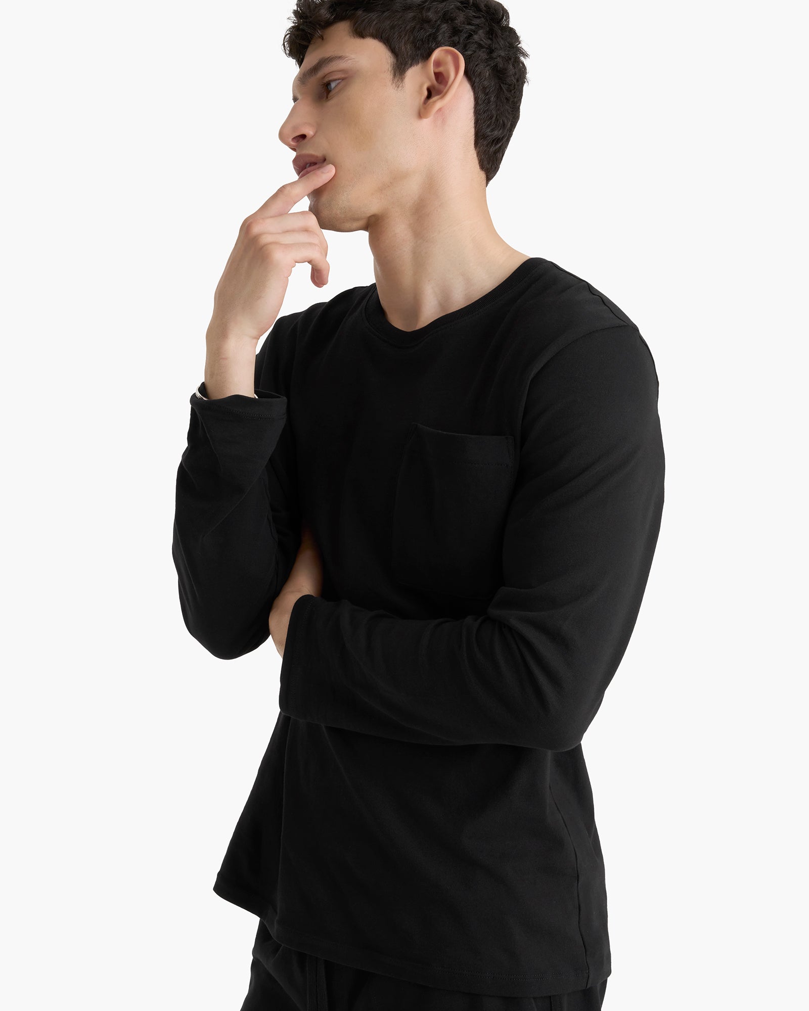 Heavyweight Jersey Long Sleeve Crew - Black