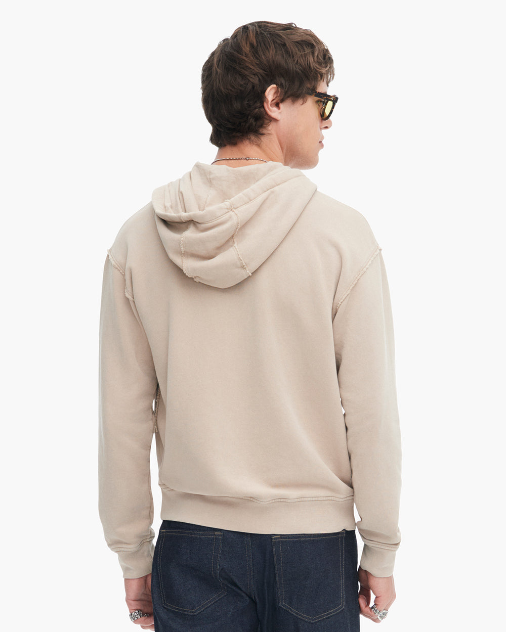 French Terry with Pigment Wash Zip Hoodie - Dune