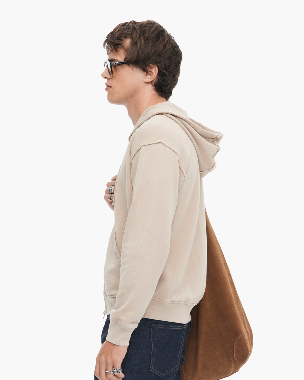 French Terry with Pigment Wash Zip Hoodie - Dune
