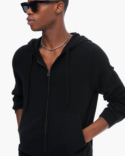 ATM Anthony Thomas Melillo Men's Cotton Cashmere Zip Up Hoodie - Black