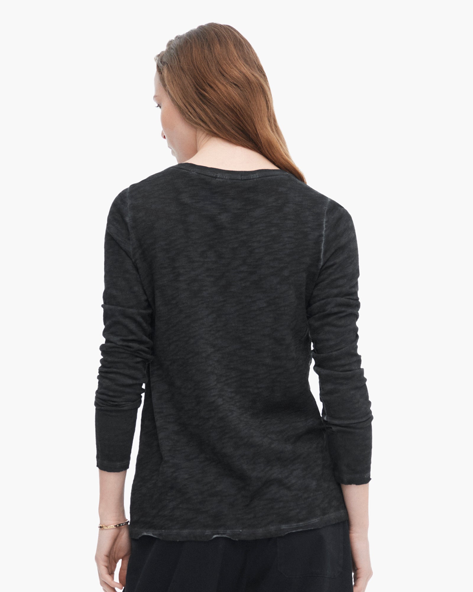 Sublime Wash Slub Jersey Long Sleeve Destroyed Crew - Black