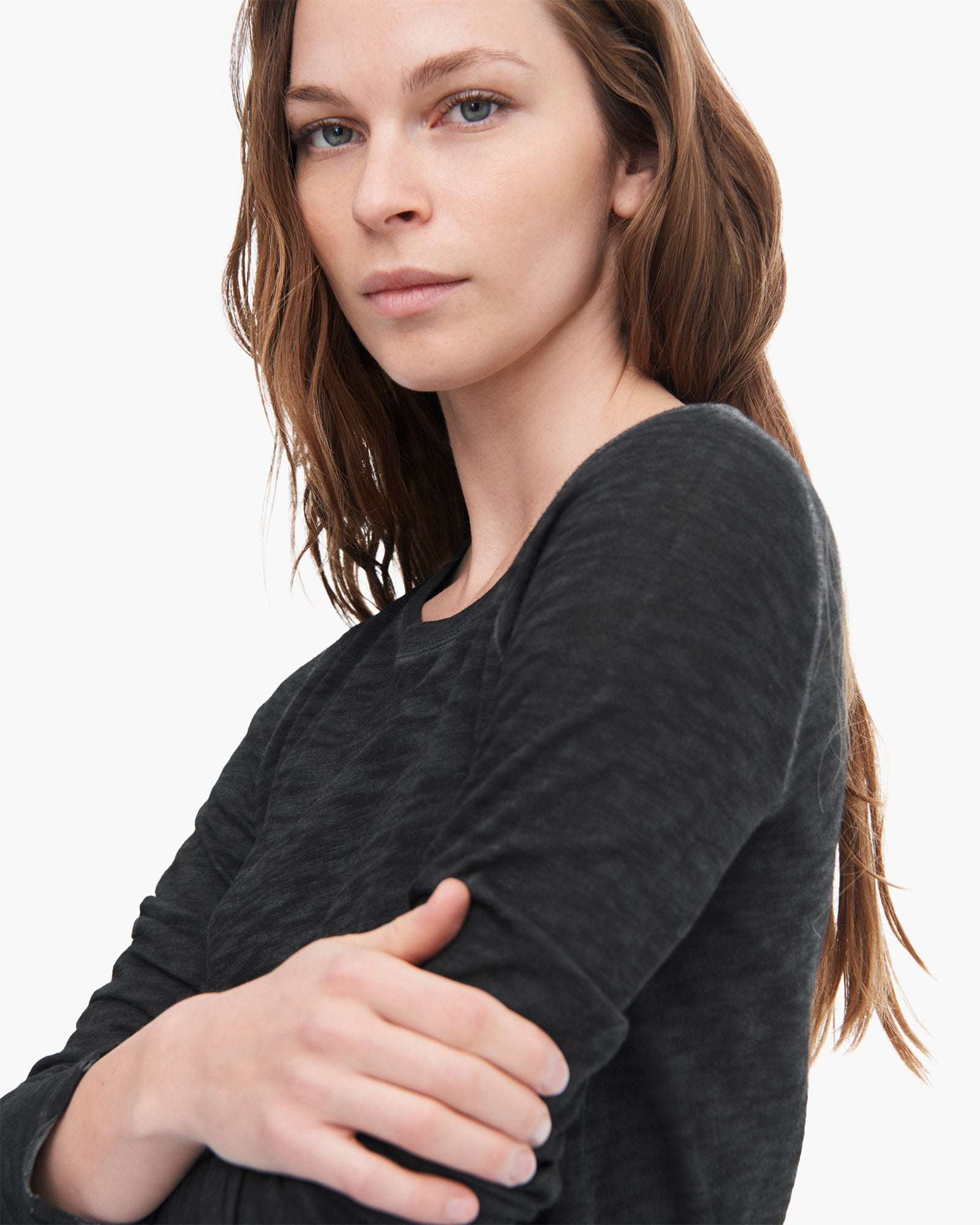 Sublime Wash Slub Jersey Long Sleeve Destroyed Crew - Black