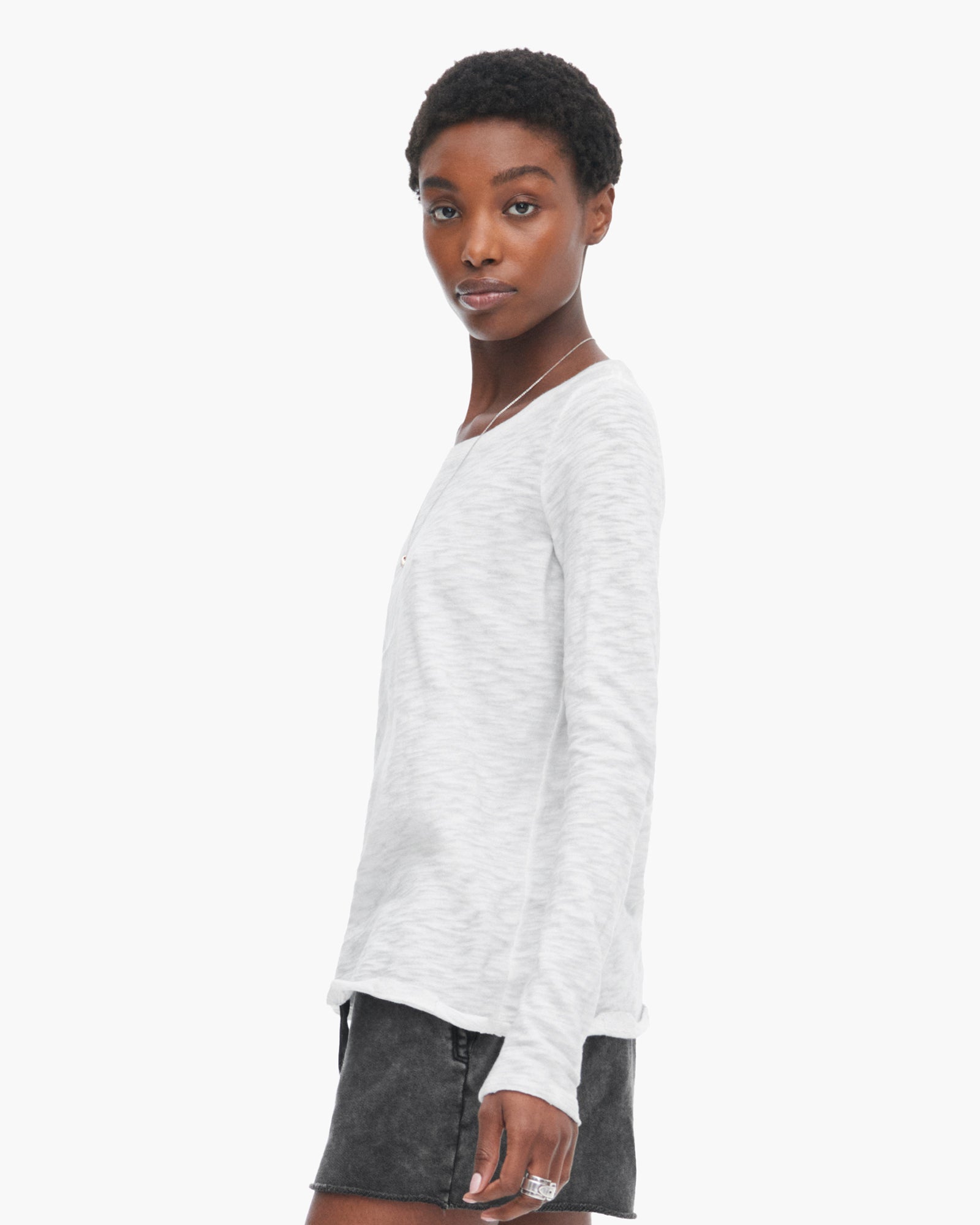 Sublime Wash Slub Jersey Long Sleeve Destroyed Crew - Silver