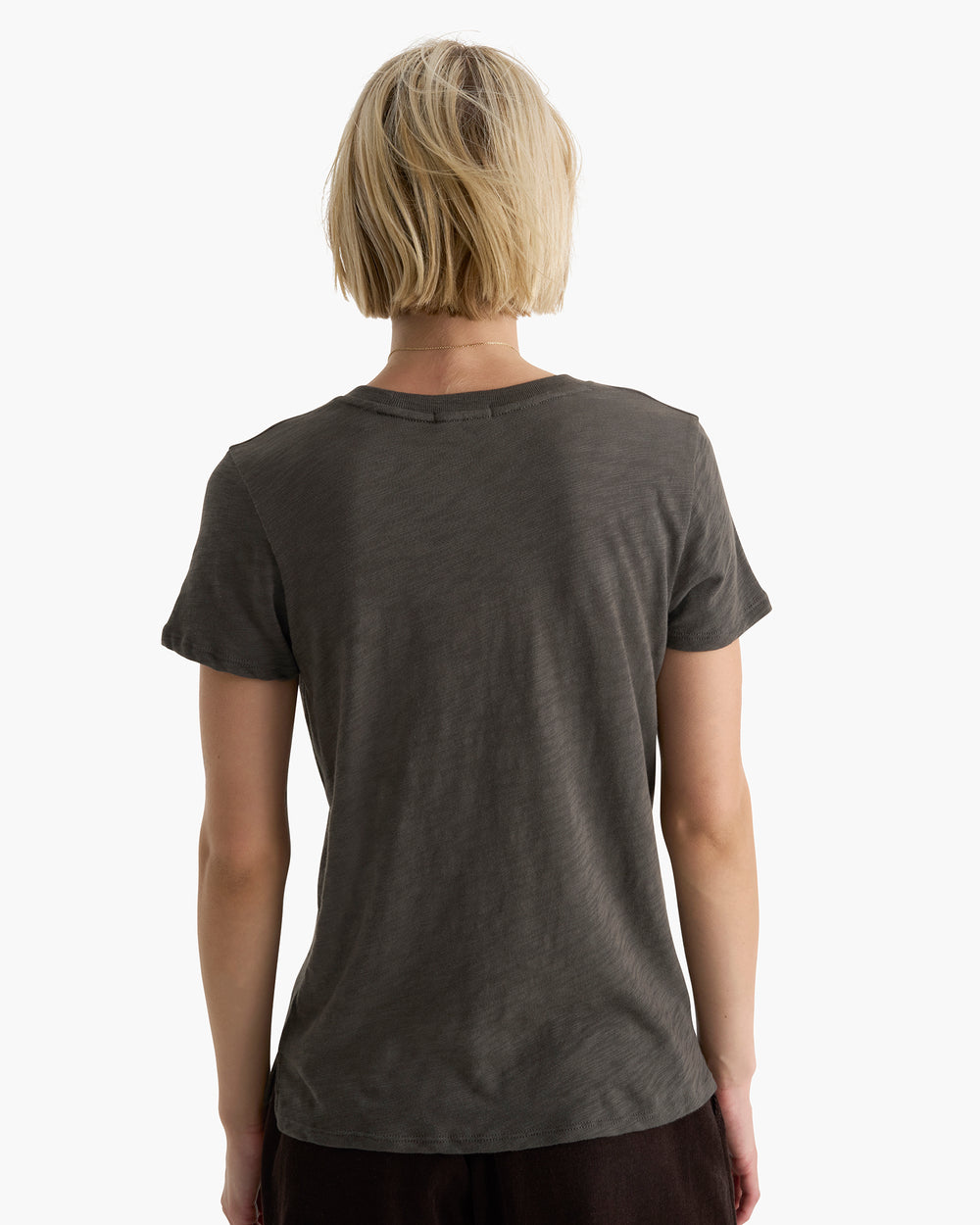 Slub Jersey Schoolboy Crew Neck Tee - Coal