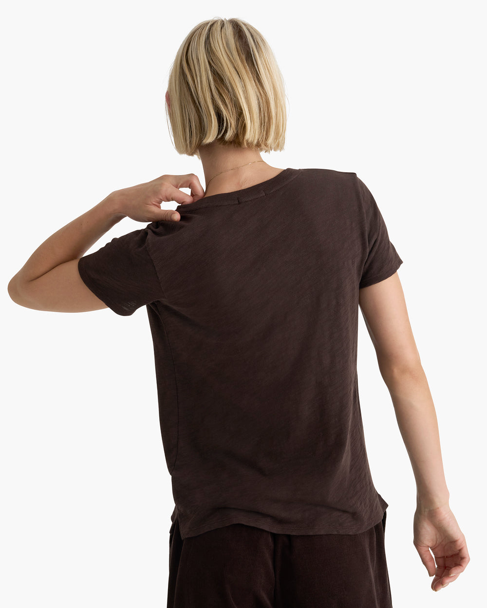 Slub Jersey Schoolboy Crew Neck Tee - Dark Chocolate