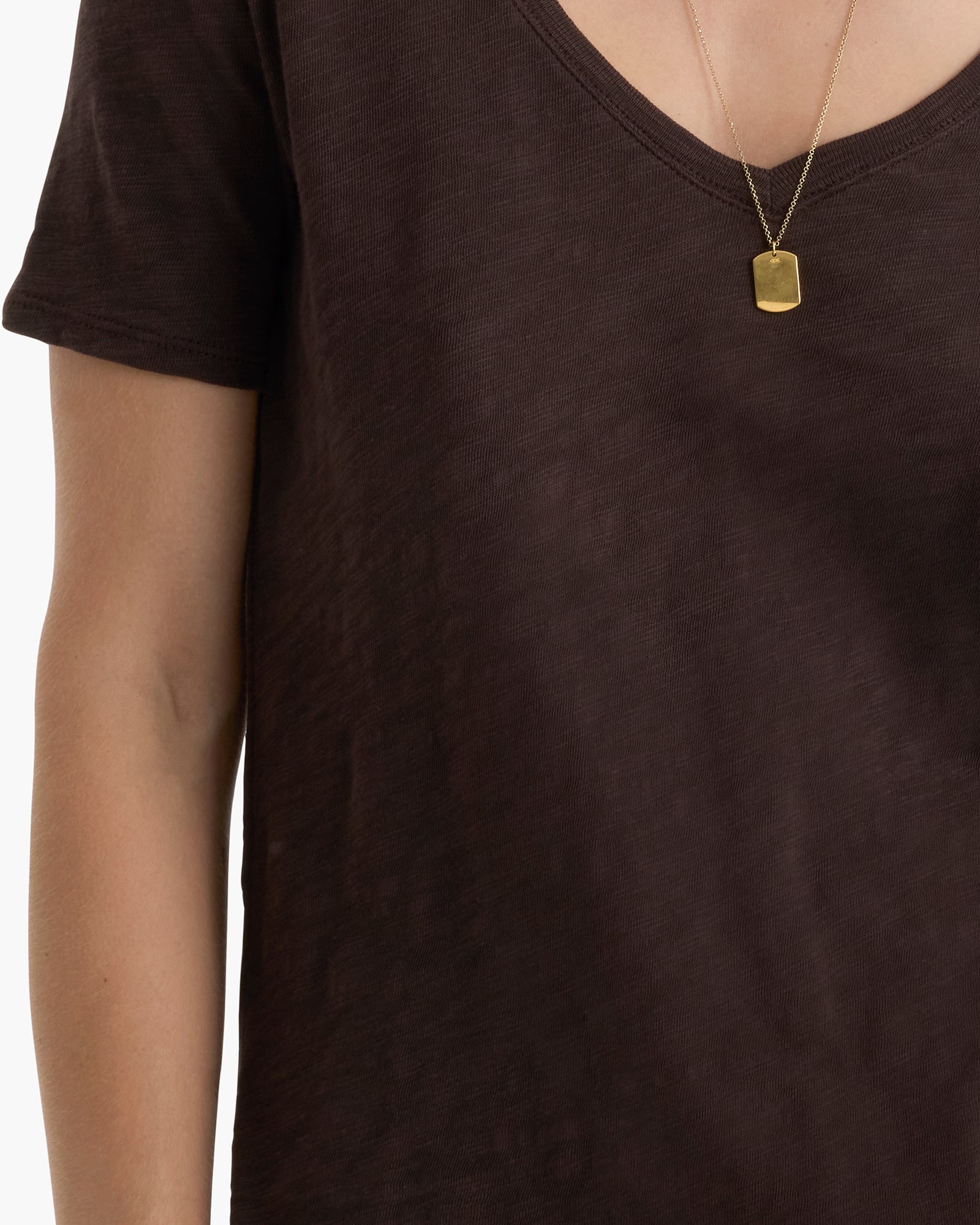 Slub Jersey Schoolboy Crew Neck Tee - Dark Chocolate