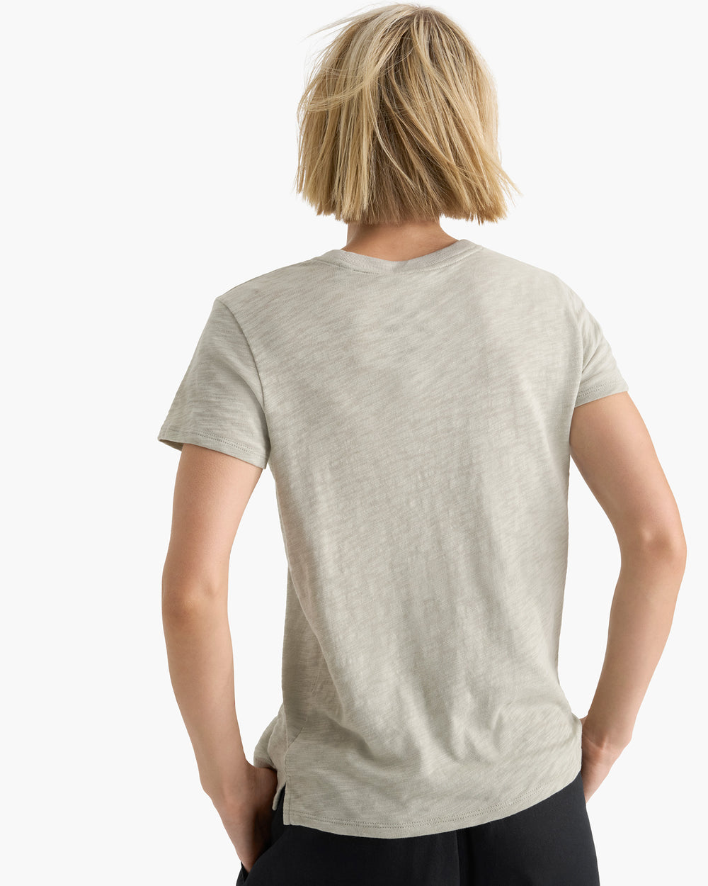 Slub Jersey Schoolboy Short Sleeve Crew Neck Tee - Abbey Stone