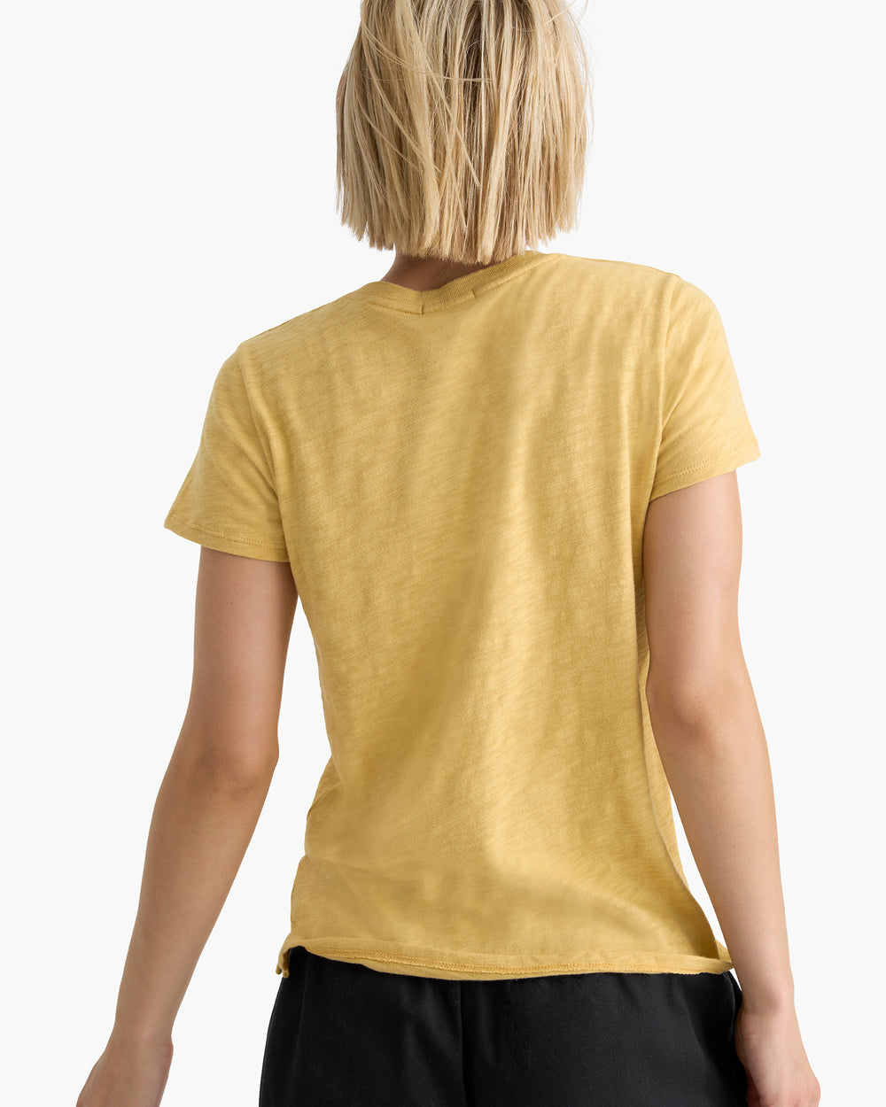 Slub Jersey Schoolboy Short Sleeve Crew Neck Tee - Sunflower