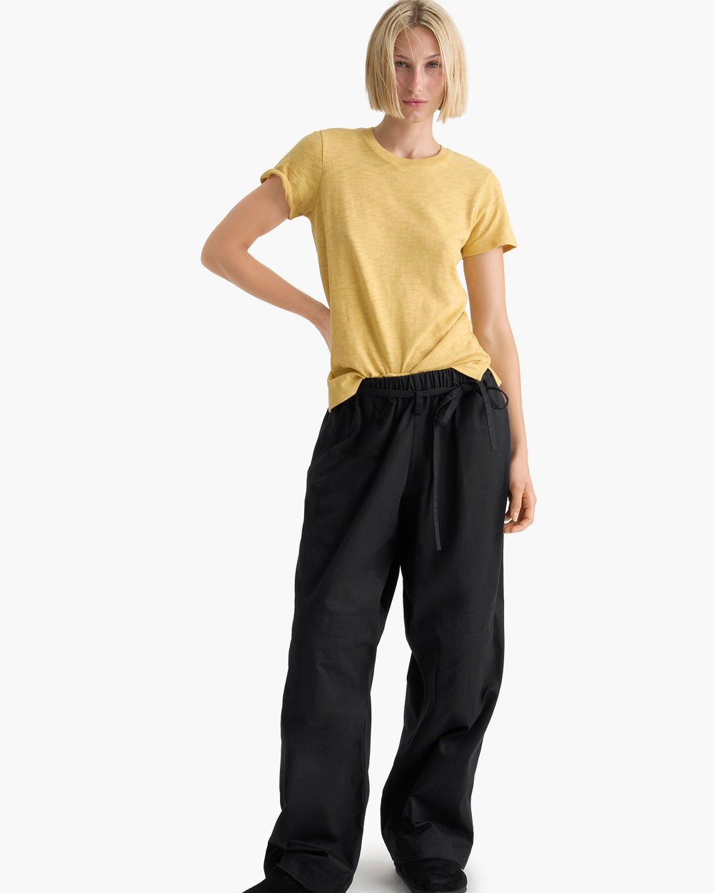 Slub Jersey Schoolboy Short Sleeve Crew Neck Tee - Sunflower