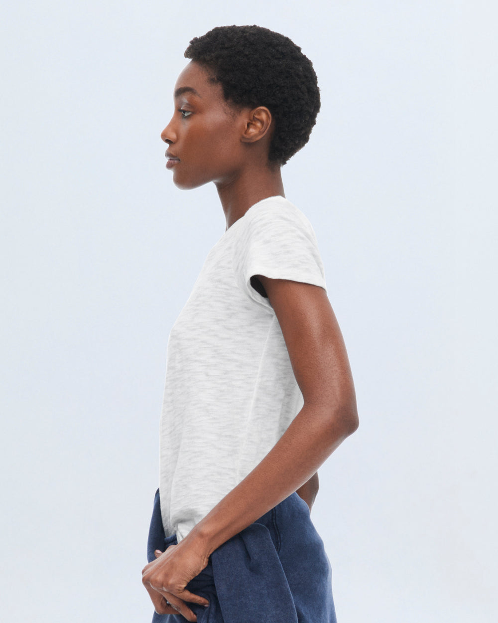 Slub Jersey Schoolboy Crew Neck Tee - White