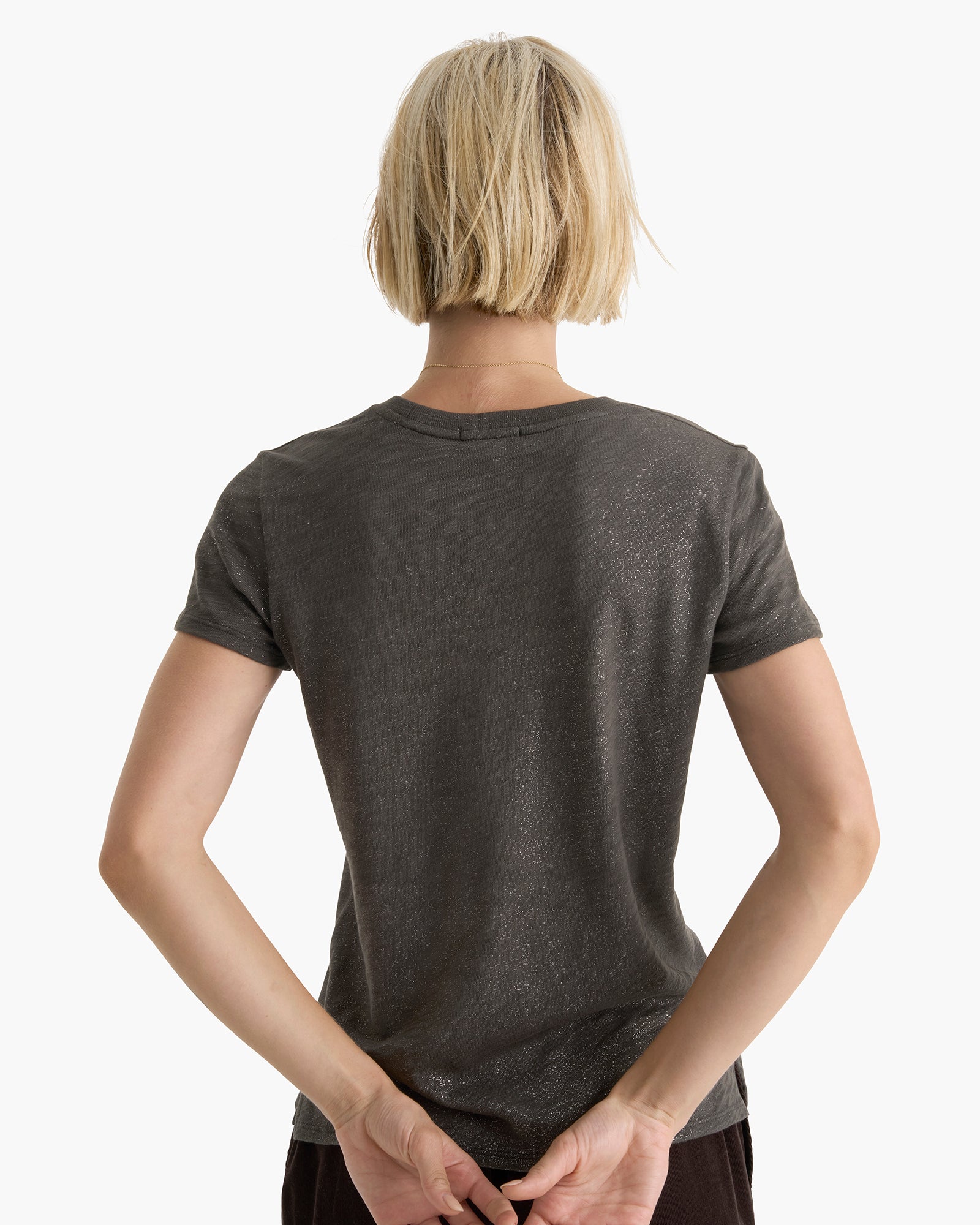 Slub Jersey Schoolboy Crew Neck Tee - Coal - Silver