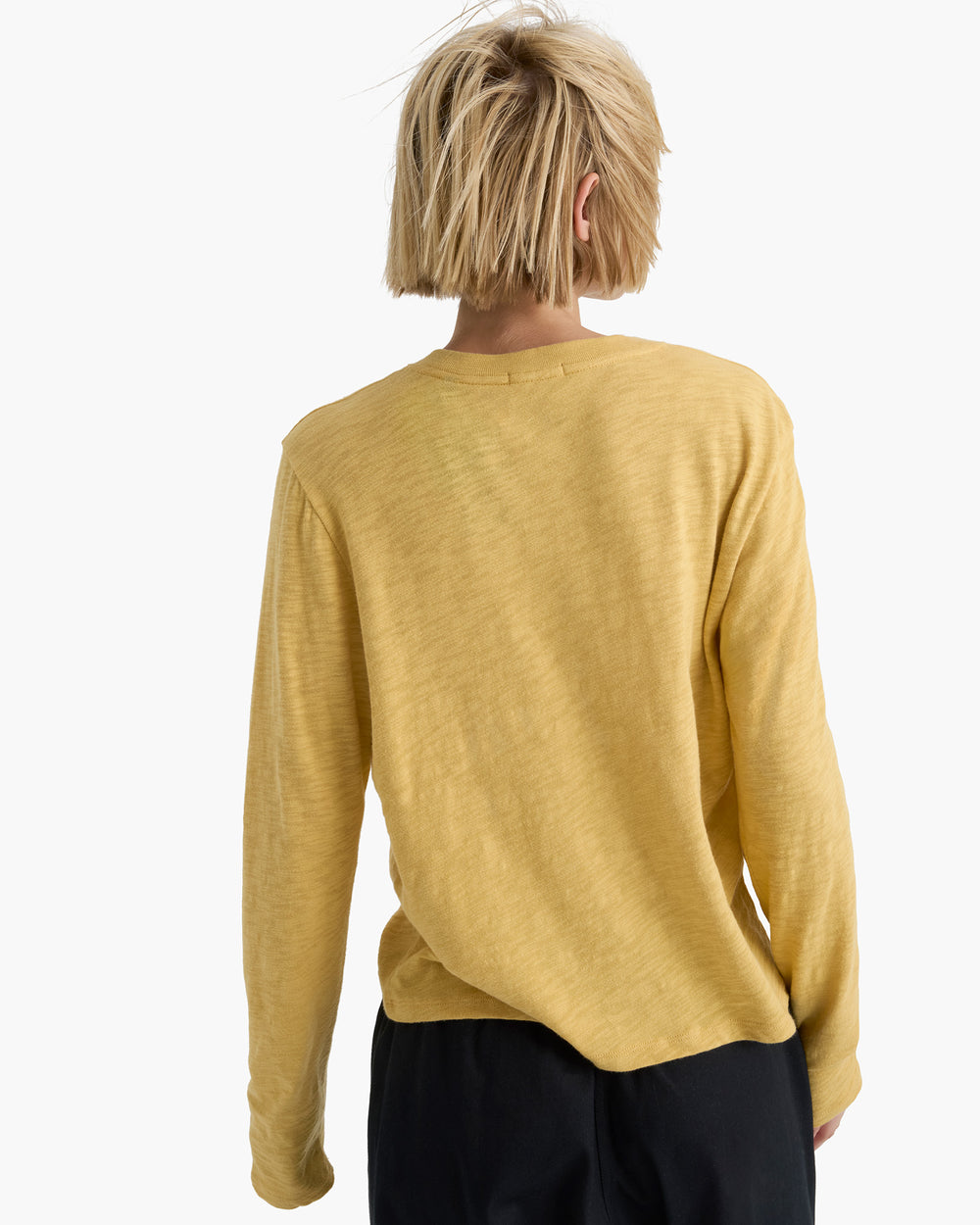 Slub Jersey Long Sleeve Crop Tee - Sunflower