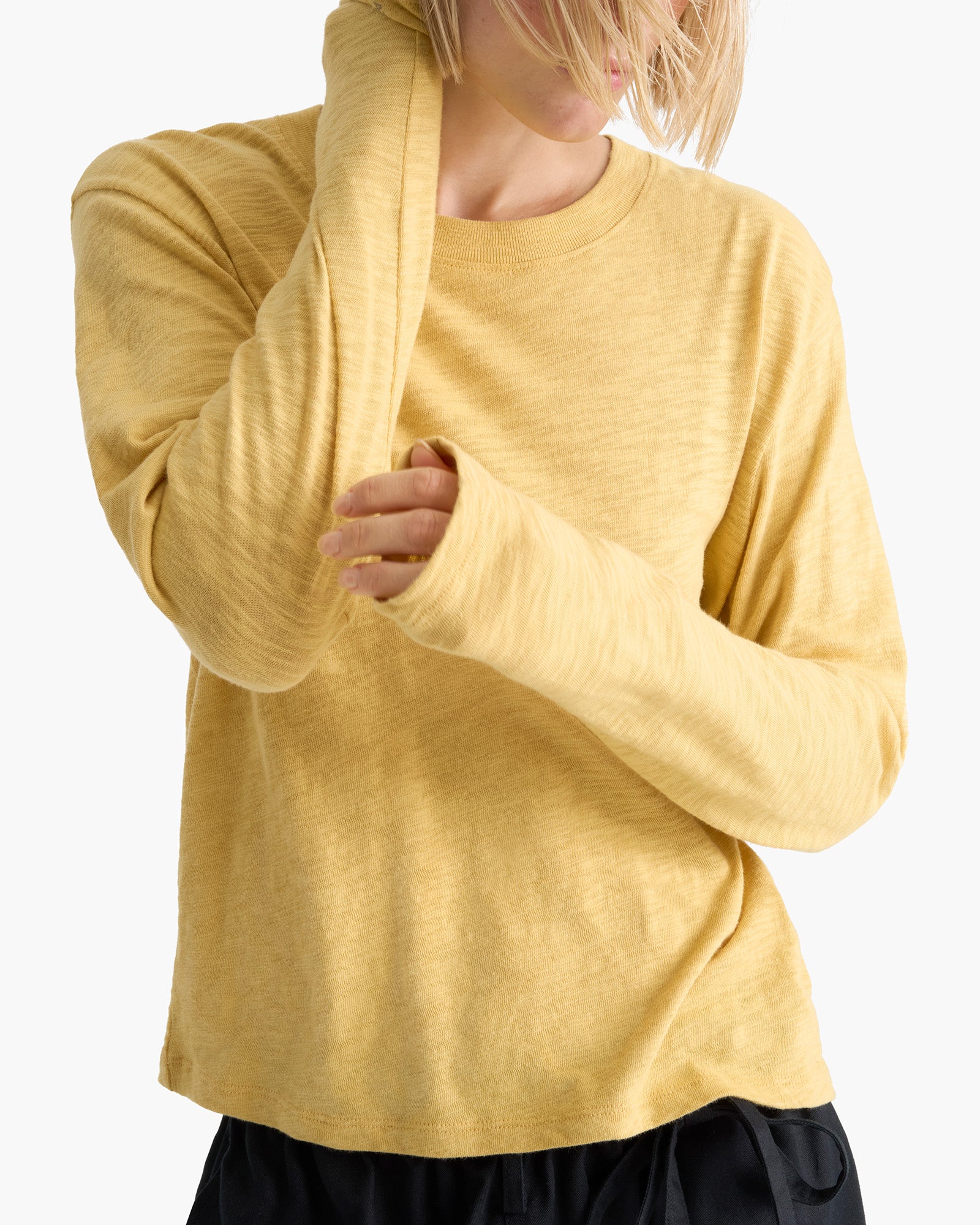 Slub Jersey Long Sleeve Crop Tee - Sunflower