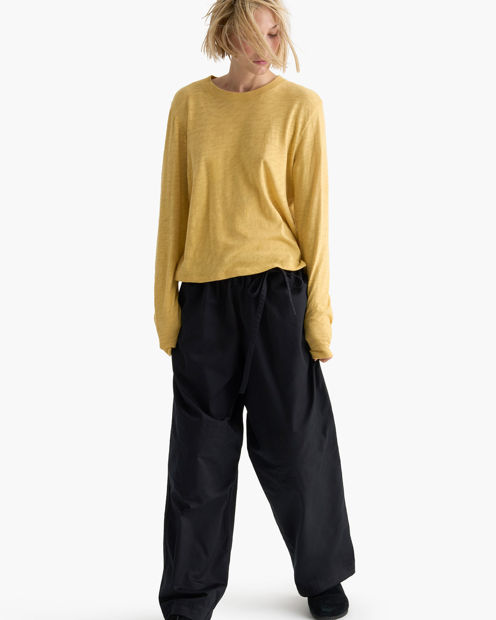 Slub Jersey Long Sleeve Crop Tee - Sunflower