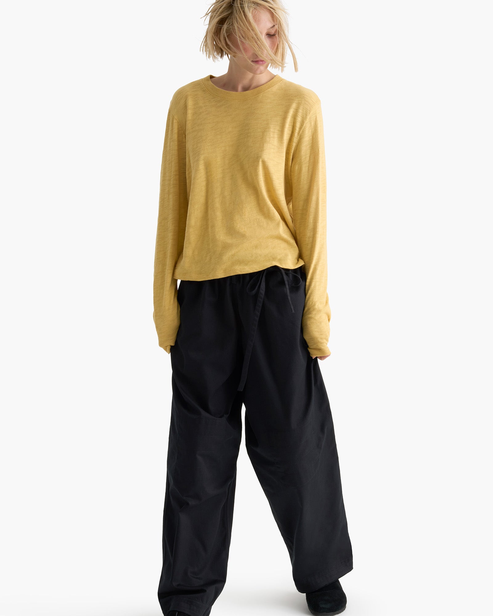Slub Jersey Long Sleeve Crop Tee - Sunflower