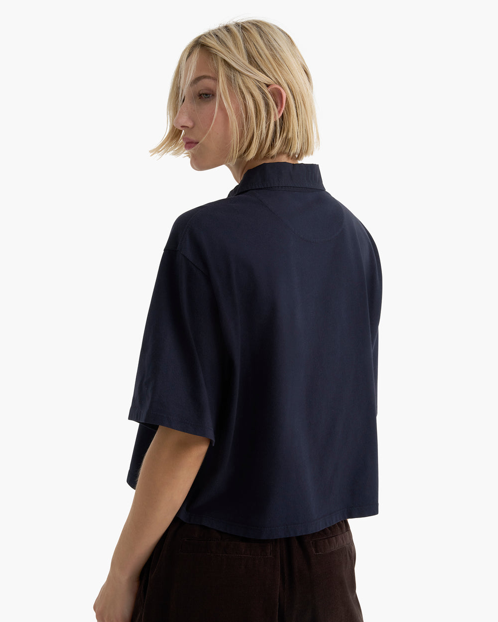 Heavyweight Jersey Mixed Media Short Sleeve Polo - Midnight