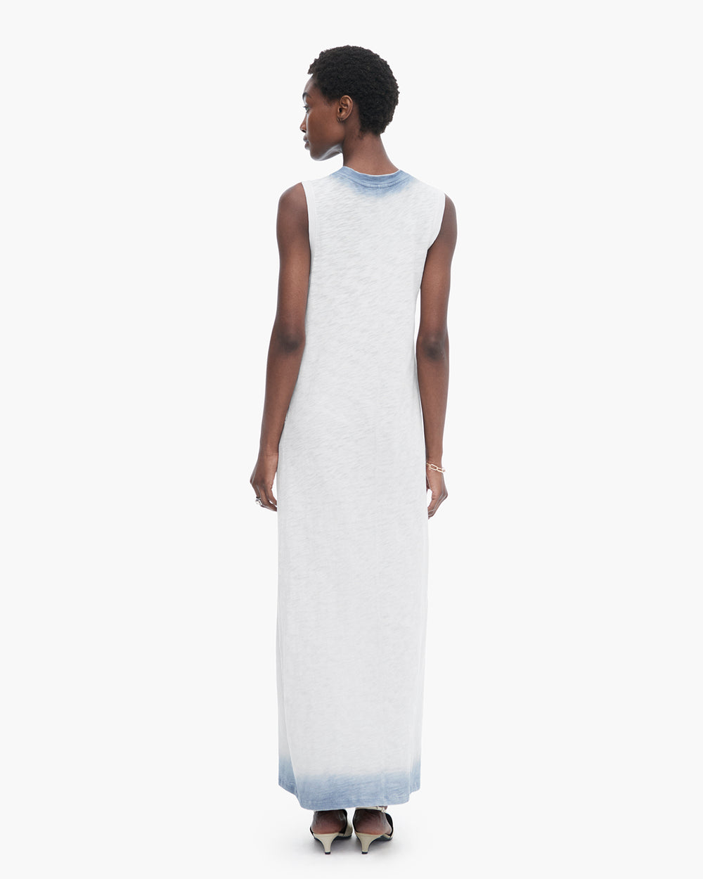 Spray Treatment Slub Jersey Dress - Silver-Wash Navy