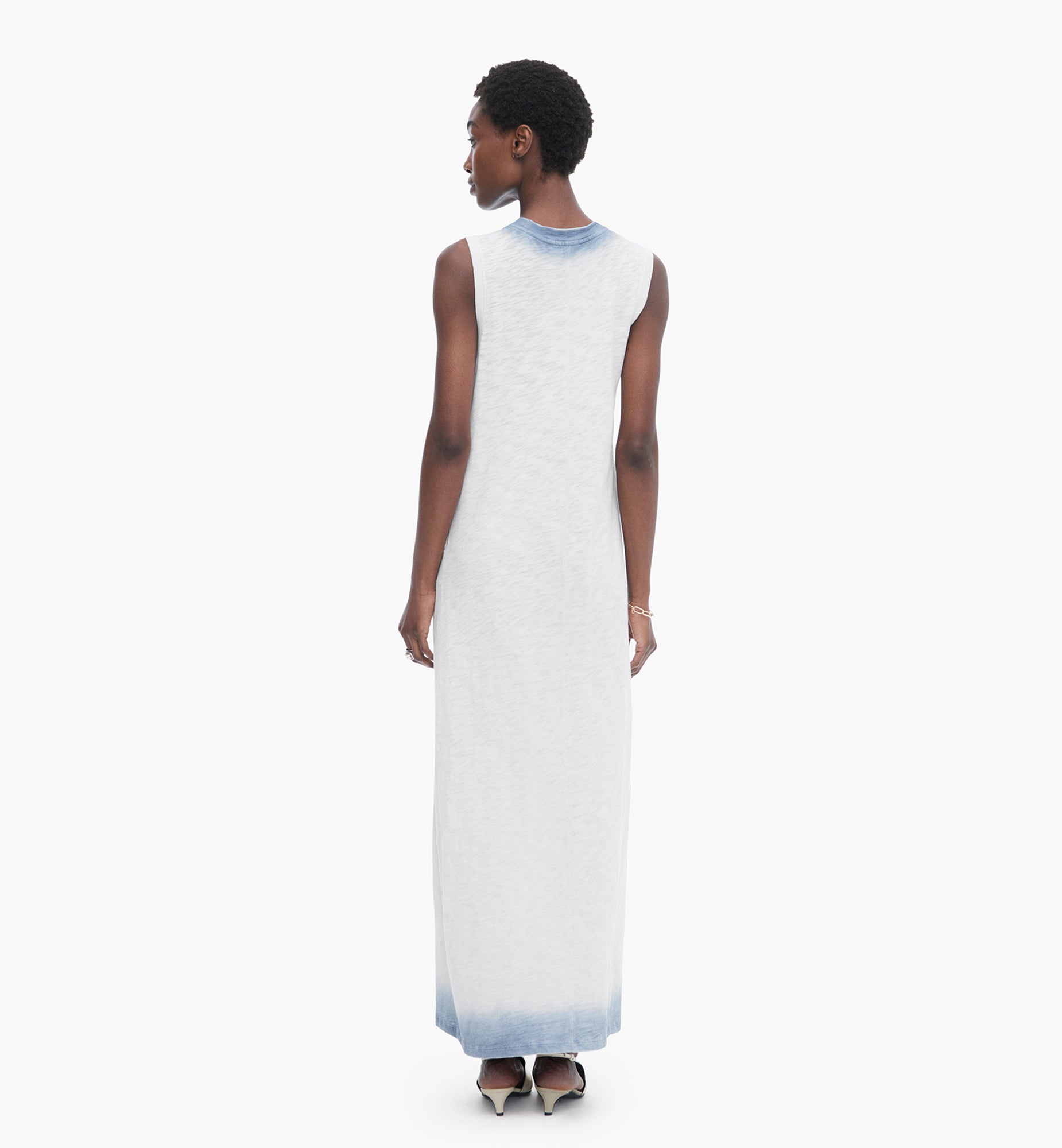 Spray Treatment Slub Jersey Dress - Silver-Wash Navy