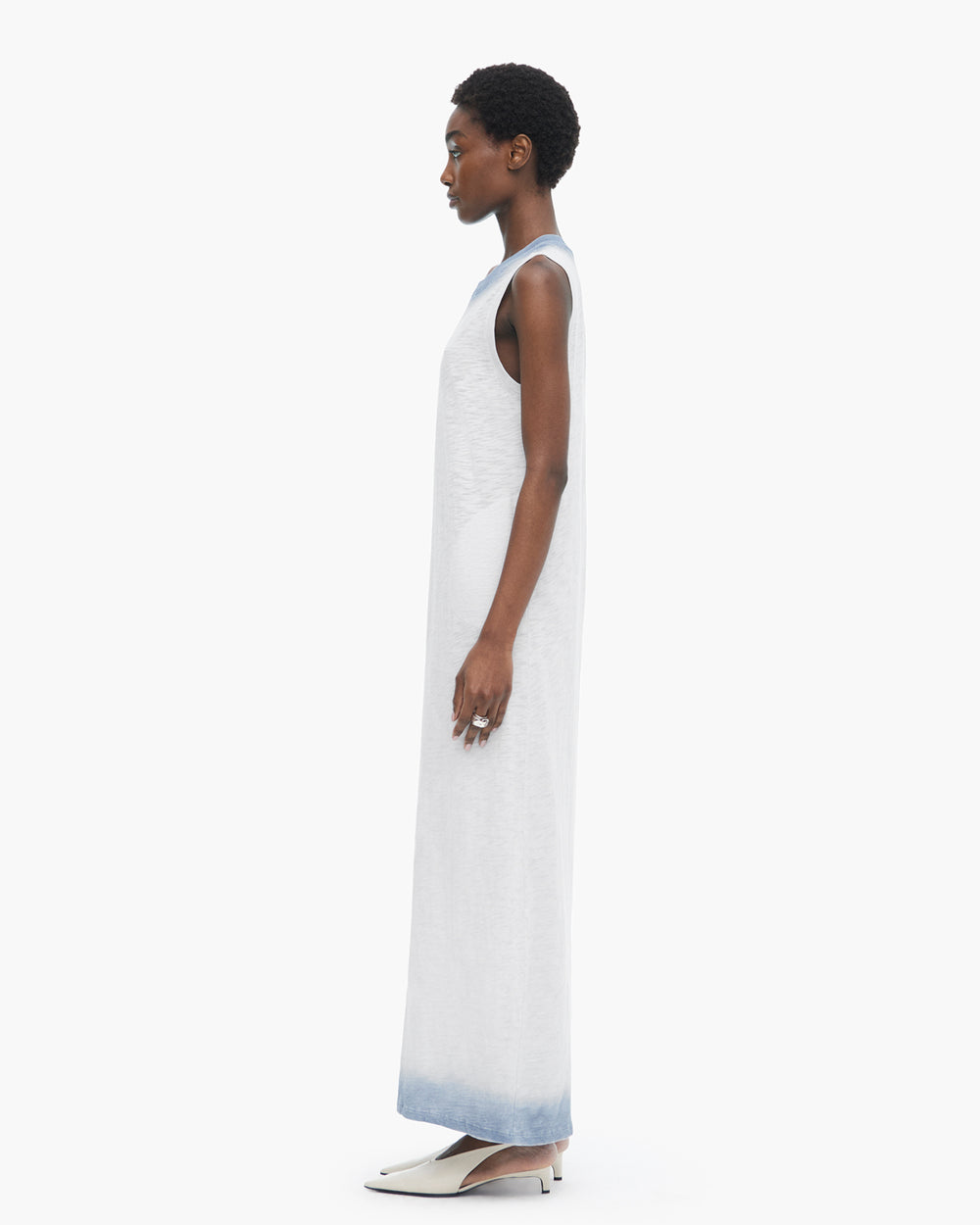Spray Treatment Slub Jersey Dress - Silver-Wash Navy