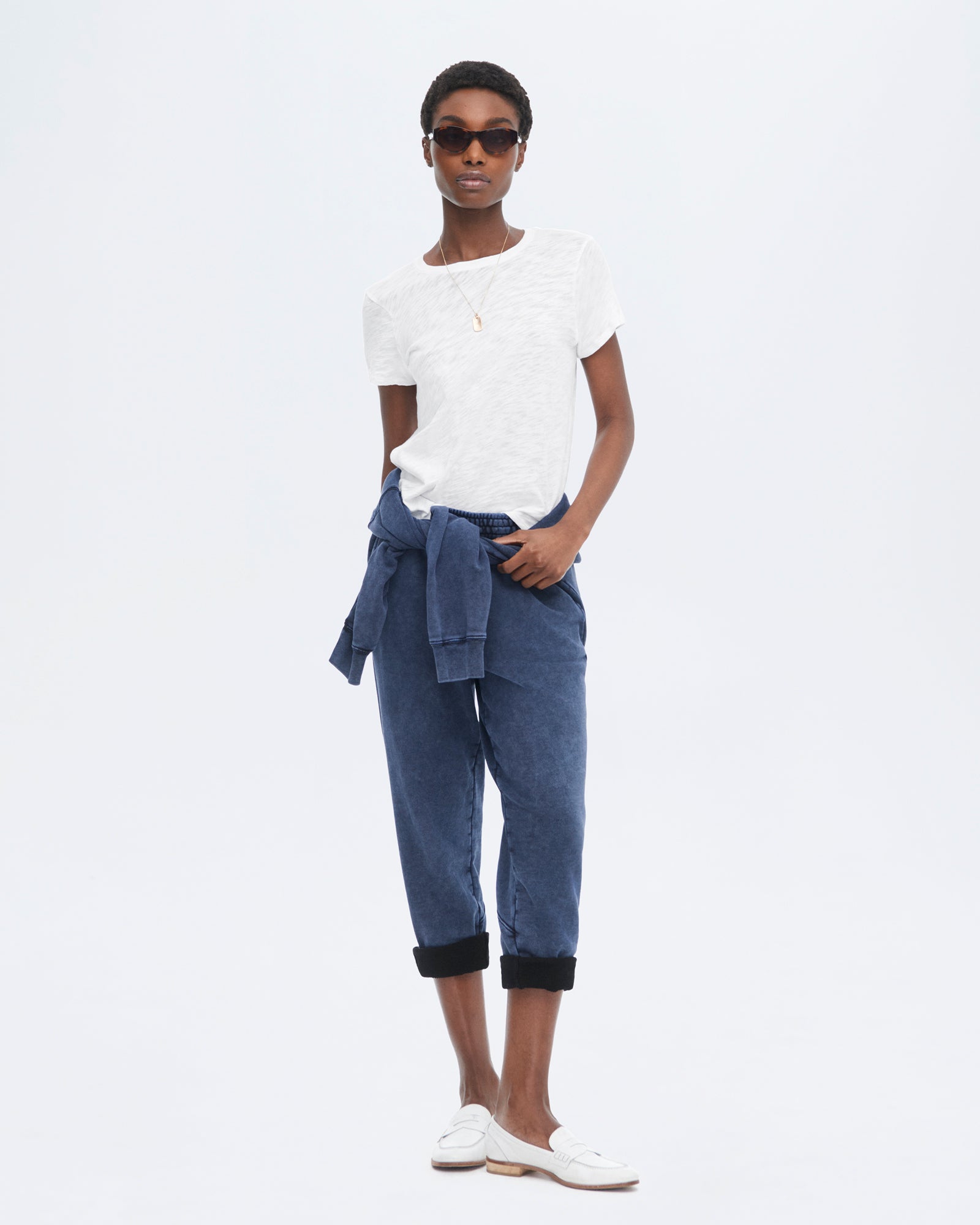 Slub Jersey Schoolboy Crew Neck Tee - White