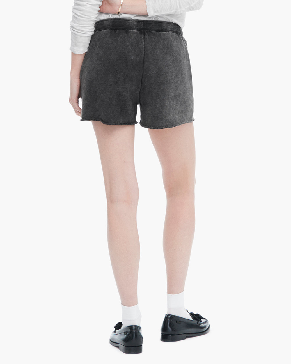 French Terry Pigment Wash Pull-On Shorts - Black