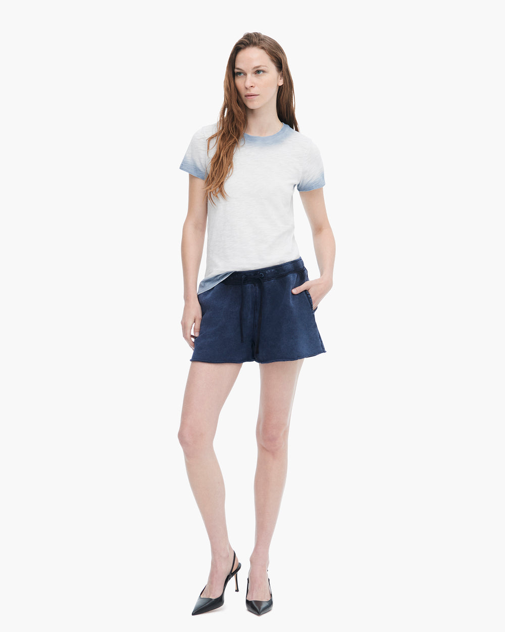 French Terry Pigment Wash Pull-On Shorts - Dark Navy