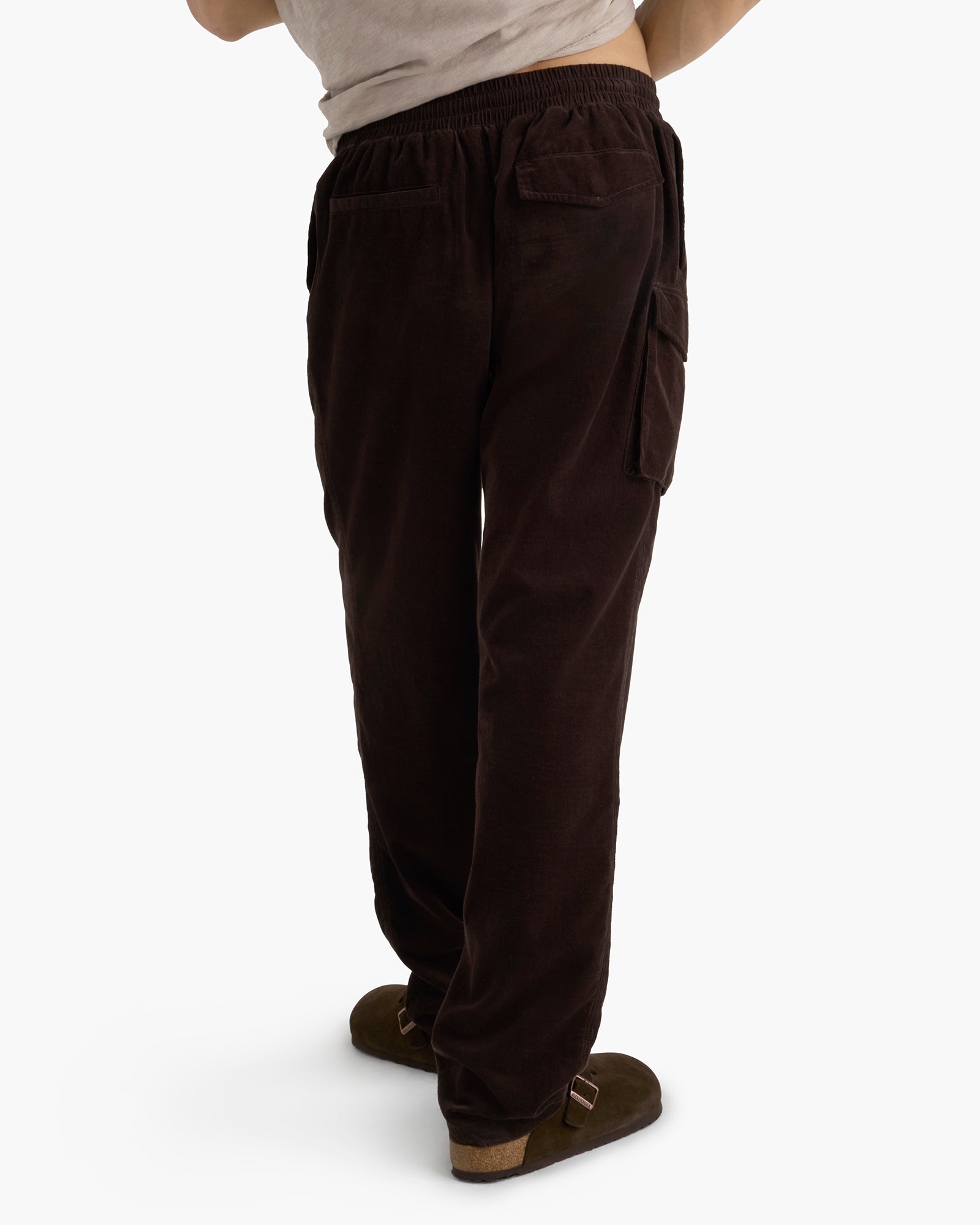 Corduroy Straight Leg Pant With Cargo Pocket - Chocolate Brown