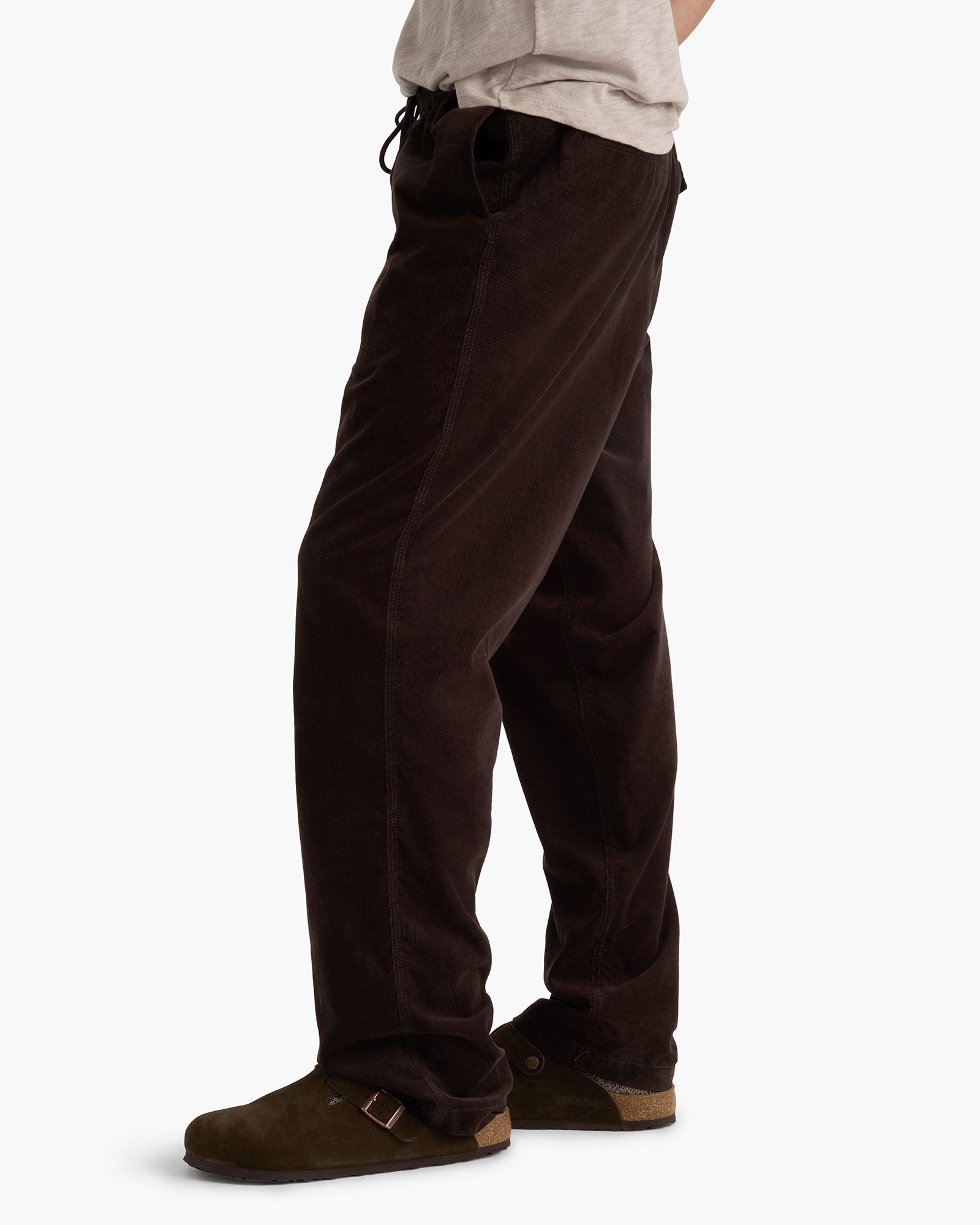 Corduroy Straight Leg Pant With Cargo Pocket - Chocolate Brown