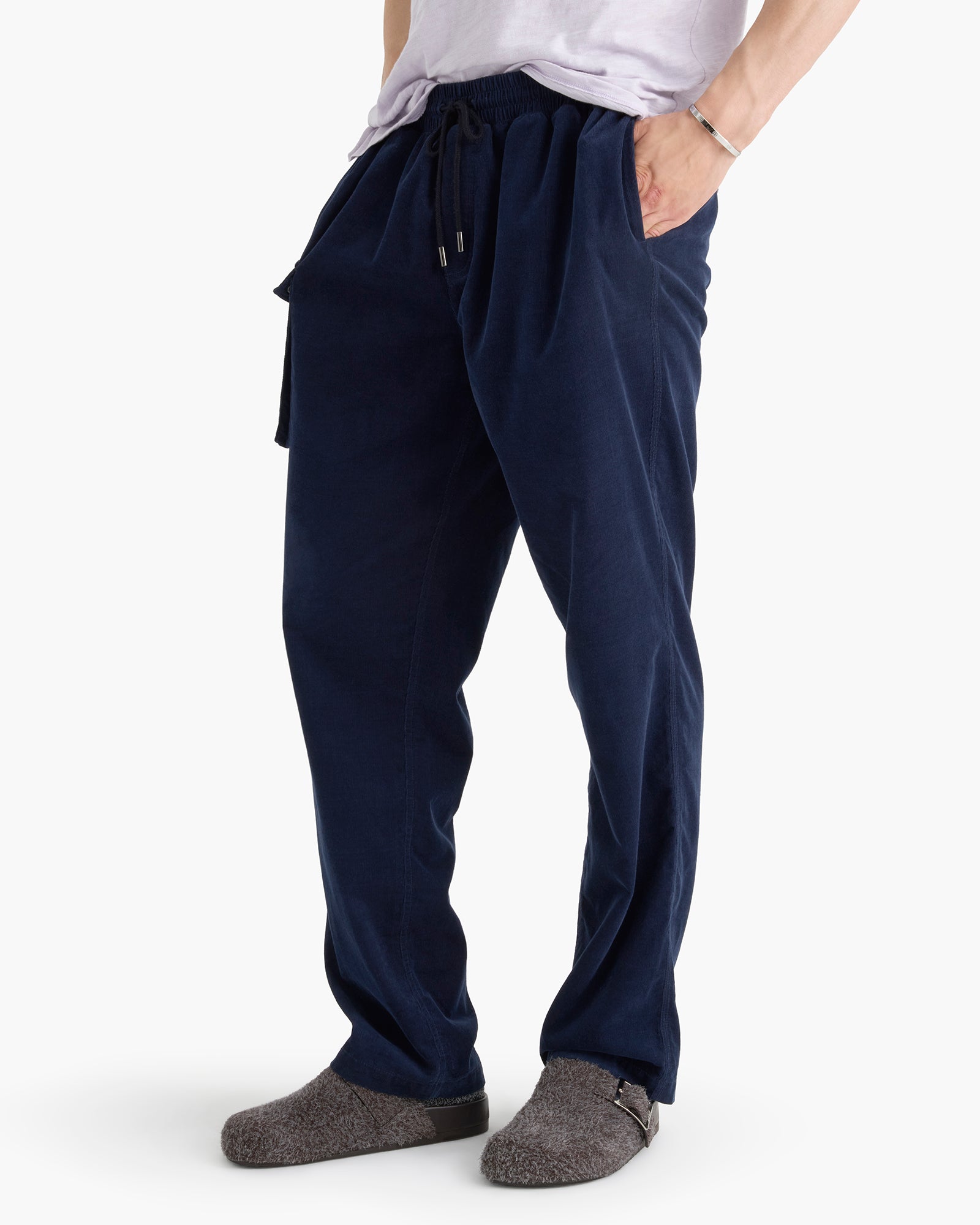 Corduroy Straight Leg Pant With Cargo Pocket - Midnight