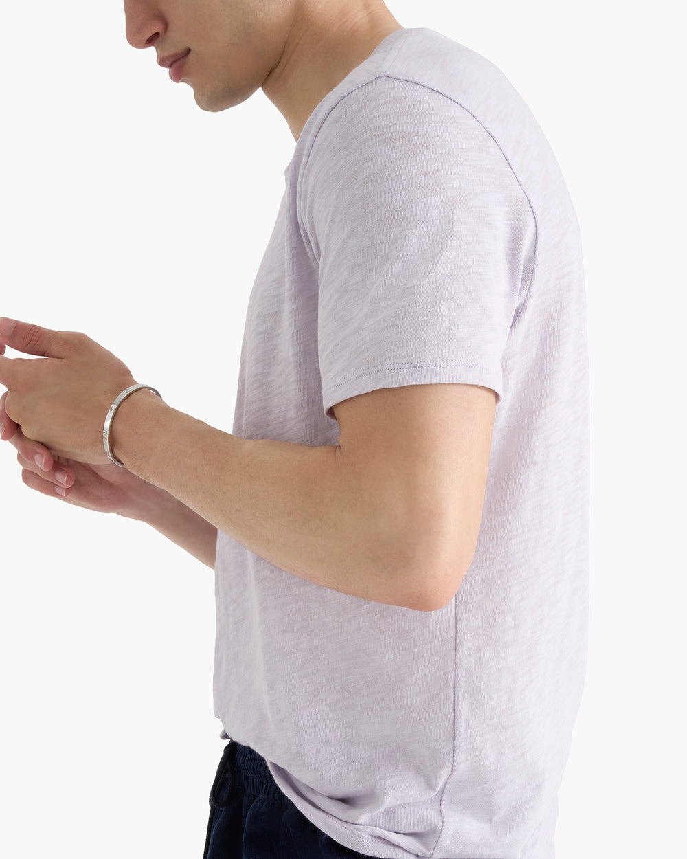 Slub Jersey Chroma Wash Short Sleeve Crew Neck Tee - Faded Lavender