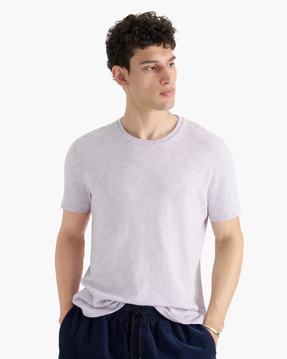 Slub Jersey Chroma Wash Short Sleeve Crew Neck Tee - Faded Lavender