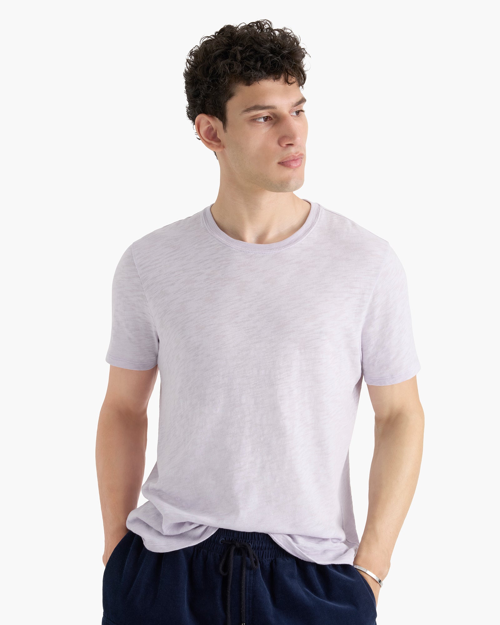 Slub Jersey Chroma Wash Short Sleeve Crew Neck Tee - Faded Lavender