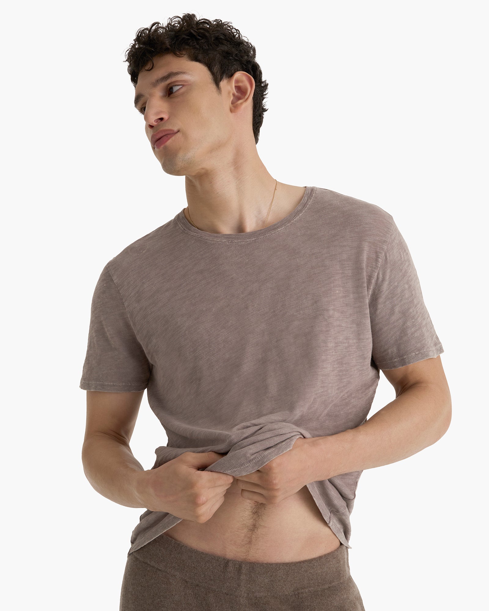 Slub Jersey Chroma Wash Short Sleeve Crew Neck Tee - Faded Mocha