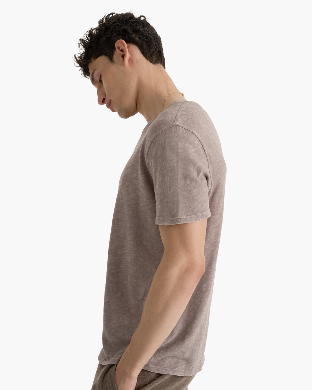 Slub Jersey Chroma Wash Short Sleeve Crew Neck Tee - Faded Mocha