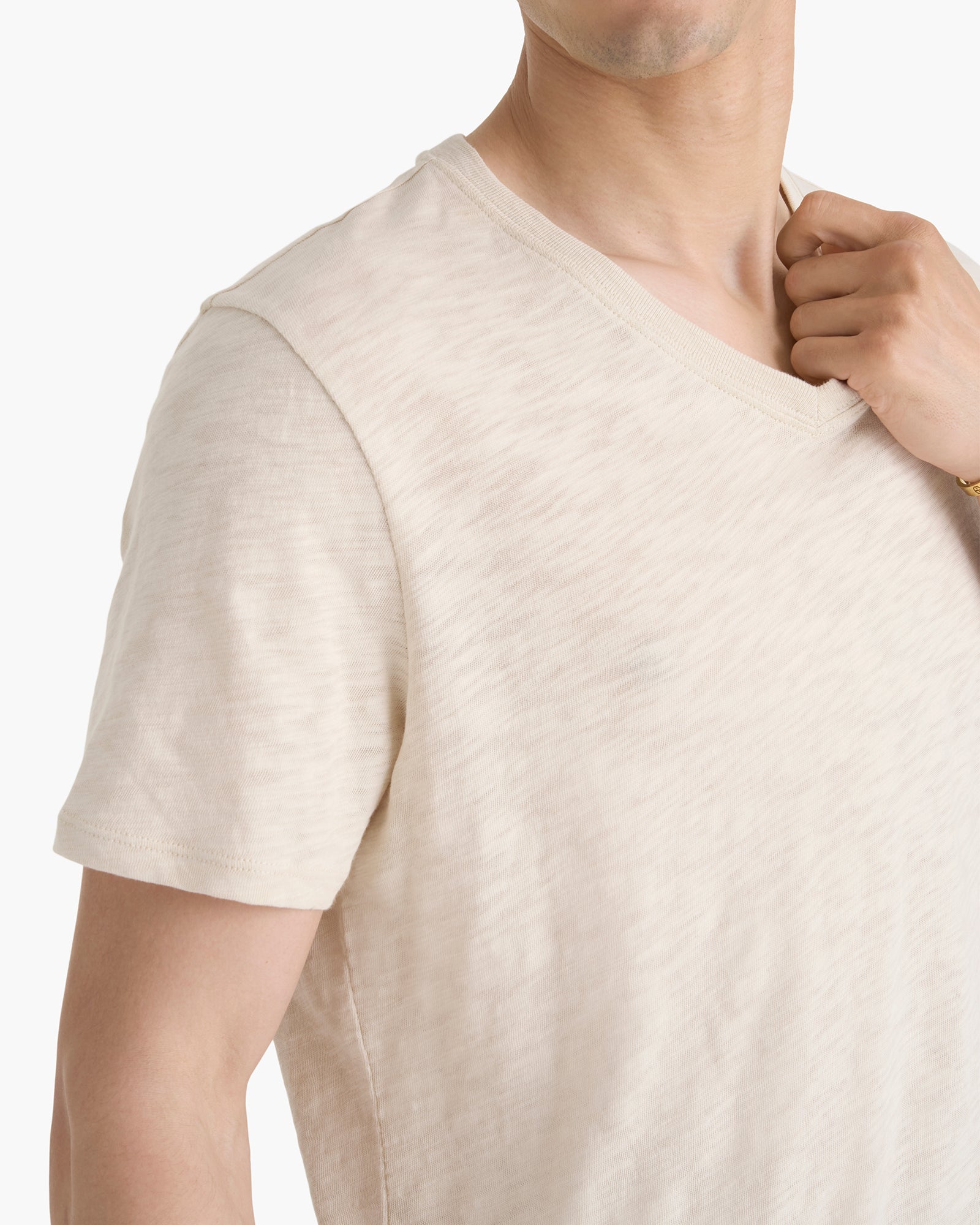 Slub Jersey V-Neck Tee - Bleached Oak