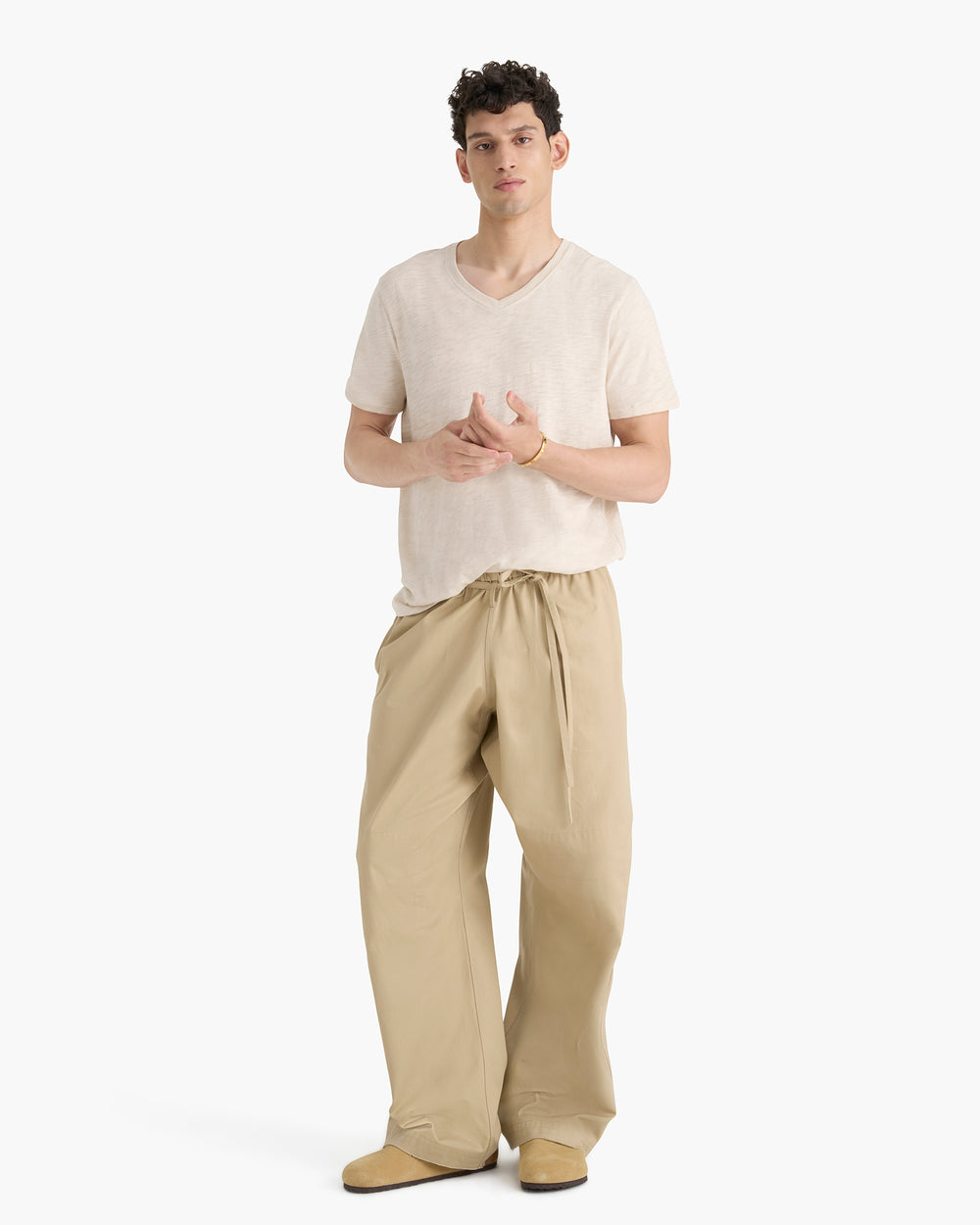 Slub Jersey V-Neck Tee - Bleached Oak