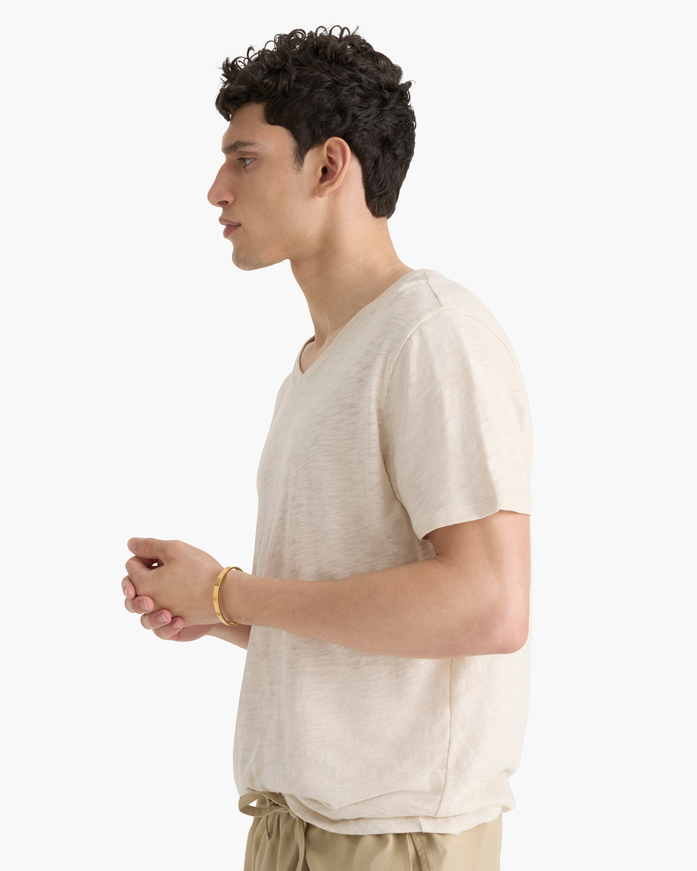 Slub Jersey V-Neck Tee - Bleached Oak